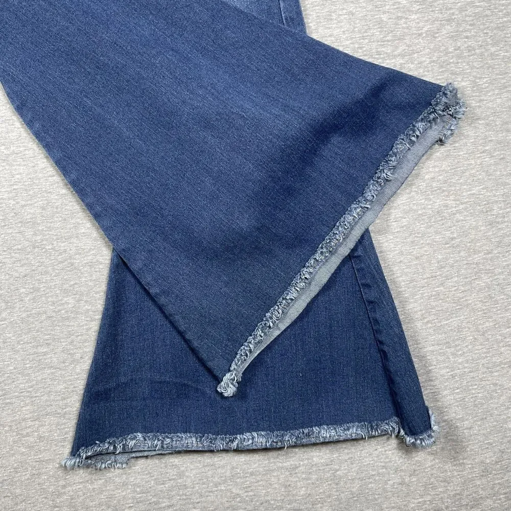 Free People Jeans Womens 27 Blue Flared Distressed Frayed Hem Bell Bottoms Y2K